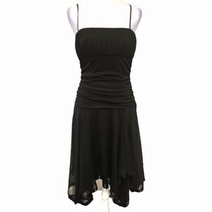 City Triangles Black Ruched Cocktail Dress L Chiffon Party Dark Fairy Y2K Goth